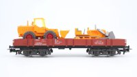 Märklin H0 4474 Niederbordwagen mit Wiking Schaufellader und Raupe DB