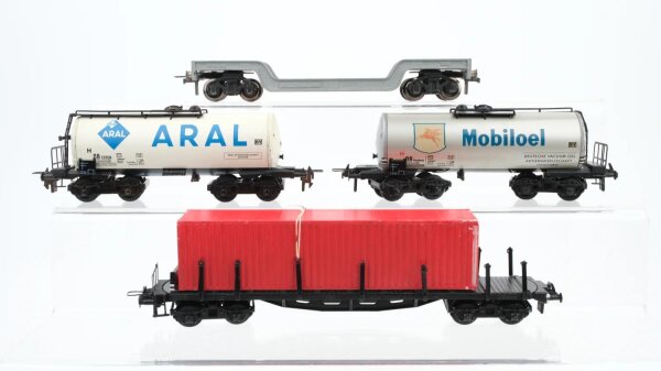 Trix Express/TTR H0 Konvolut Rungenwagen Kesselwagen Aral Mobiloel Niederflurschwerlastwagen DB/ua