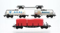 Trix Express/TTR H0 Konvolut Rungenwagen Kesselwagen Aral Mobiloel Niederflurschwerlastwagen DB/ua