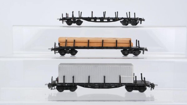 Trix Express H0 Konvolut Rungenwagen teilw. beladen DB