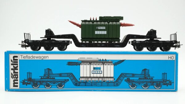 Märklin H0 4617 Tiefladewagen mit Trafo-Union DB