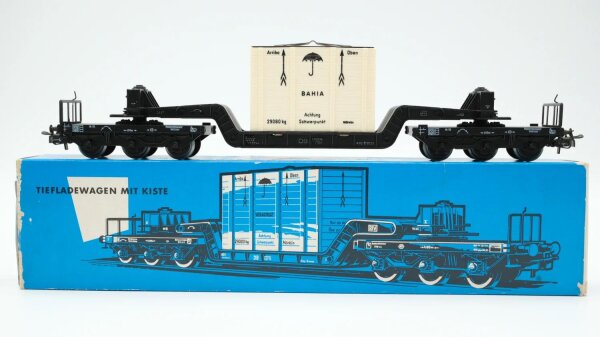 Märklin H0 4618 Tiefladewagen mit Übersee-Kiste  SST 53  St 52 der DB