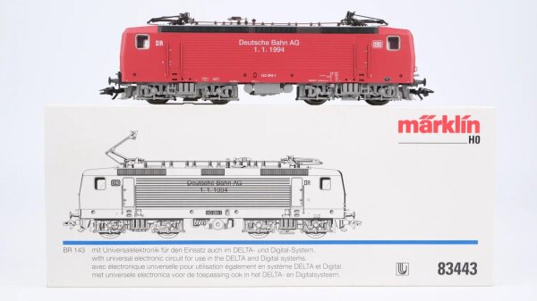 Märklin H0 83443 E-Lok 1.1.1994 BR 143 094-1 DB AG Wechselstrom Delta Digital (vermutlich verharzt)