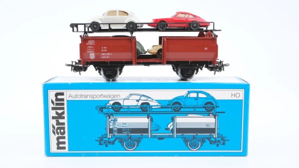 Märklin H0 4613 Autotransportwagen mit 4 PKW (Porsche/VW) DB