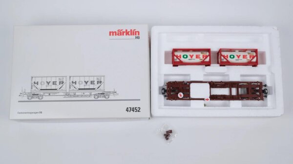 Märklin H0 47452 Taschenwagen mit Tankcontainern  Sdgkms 707 der DB AG