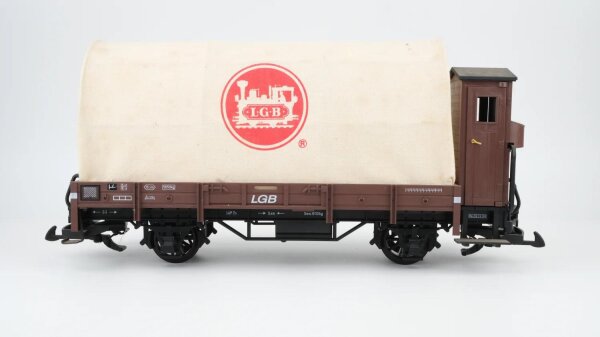 LGB G 40130 Niederbordwagen mit Planenaufbau und Bremserhaus