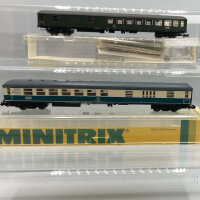 Minitrix N Konvolut D-Zug-Wagen mit Gepäckabt. grün, D-Zug-Wagen mit Gepäckabt. grün/beige DB (in EVP) (37001916)