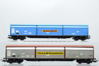 Elektrotren H0 Konvolut Seitenwandschiebewagen "Railschip", blau; "Transwaggon", silber/braun; "Transfesa", silber/braun; DB (17007974)