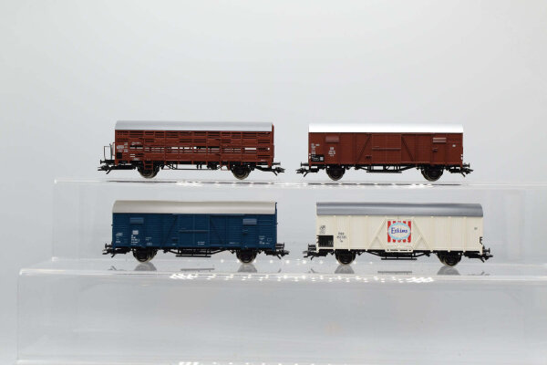 Roco H0 Konvolut Gedeckte Güterwagen brau, blau / Viehtransporter braun; DB / Kühlwagen "Eskimo" weiß ÖBB (17008165)