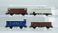 Trix/u.a. H0 Konvolut Kühlwagen mit BrHs "LYRA"; Kühlwagen DB; Gedeckter Güterwagen braun; Hochbordwagen mit Kohle; DB (17008047)