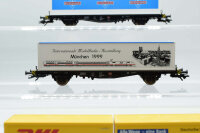 Fleischmann H0 Konvolut Containertransportwagen "Bad Reichenhaller", "Intern. Moba-Ausst. München 1999";  DB-Cargo "DHL"; DB (17008066)