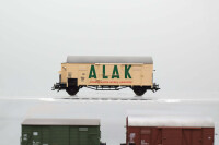 H0 Konvolut Gedeckte Güterwagen braun, grün; Gedeckter Güterwagen "ALAK", beige; DB (17008544)