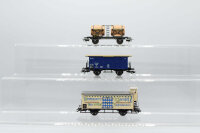 Märklin H0 Konvolut Gedeckter Güterwagen mit BrHs "Brauerei Haenisch" / Gedeckter Güterwagen, blau; Faßwagen "Bordeaux"; Länderbahnen (17008563)