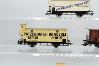 Märklin H0 Konvolut Kühlwagen mit BrHs "Boehmisches Brauhaus", "Patzenhofer Brauerei", " Säuglings-Fürsorge Berlin"; Gedeckter Güterwagen "AEG"; Länderbahnen (17008602)