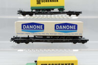 Roco H0 Konvolut Kombiwagen mit Ladung "Auflieger Dunlop", "Auflieger Danone"; "Anhänger Schenker", "LKW Schenker"; DB (17008787)