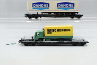 Roco H0 Konvolut Kombiwagen mit Ladung "Auflieger Dunlop", "Auflieger Danone"; "Anhänger Schenker", "LKW Schenker"; DB (17008787)