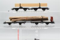 Märklin H0 Konvolut Drehschemelwagen mit Ladung "Holzbalken"; Drehschemelwagen mit BrHs und Ladung "Baumstämme"; DR/u.a (17008873)