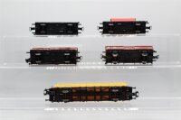 Märklin/Roco H0 Konvolut ged. Güterwagen/ Hochbordwagen/ Containertragwagen/ Kipplore DB (17009088)