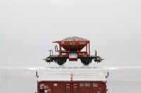 Märklin H0 Konvolut Klappdeckelwagen; Gedeckter Güterwagen mit Zugschluß-Laterne; Schotterwagen mit Ladung; braun, DB (17009273)