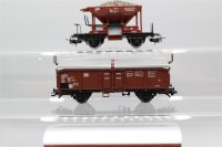 Märklin H0 Konvolut Klappdeckelwagen; Gedeckter Güterwagen mit Zugschluß-Laterne; Schotterwagen mit Ladung; braun, DB (17009273)