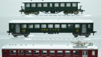 Fleischmann H0 Konvolut Personenwagen grün; Personenwagen 2.Kl grün; Restaurantwagen rot; Packwagen grün; SBB-CFF/u.a (17009337)