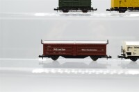 Minitrix N Konvolut Klappdeckelwagen "Miele"; Kühlwagen "Mela", "Bananen"; Güterzugbegleitwagen; DB