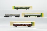 Minitrix/u.a. N Konvolut 3011 Schnellzugwagen, 2.kl, grün, DB; Speisewagen "DSG", rot; Silberling, 1./2.Kl, DB